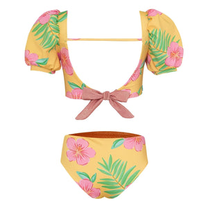 Pepita & Me - Gathered Hibiscus Swimsuit | Yellow
