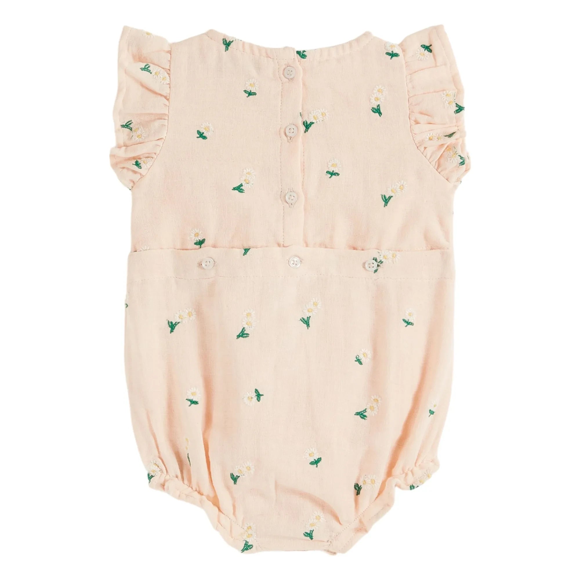 Emile et Ida - Floral Embroidered Romper | Pale Pink