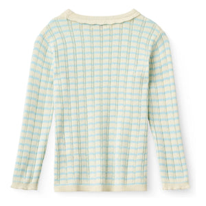 Copenhagen Colors - Pointelle Striped Organic Cotton Mesh T-Shirt | Light Blue