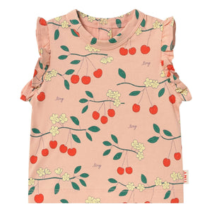 Tinycottons - Cherry ruffle T-shirt Organic cotton | Pink