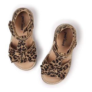 Petit Nord - Leopard Bow Sandals | Brown