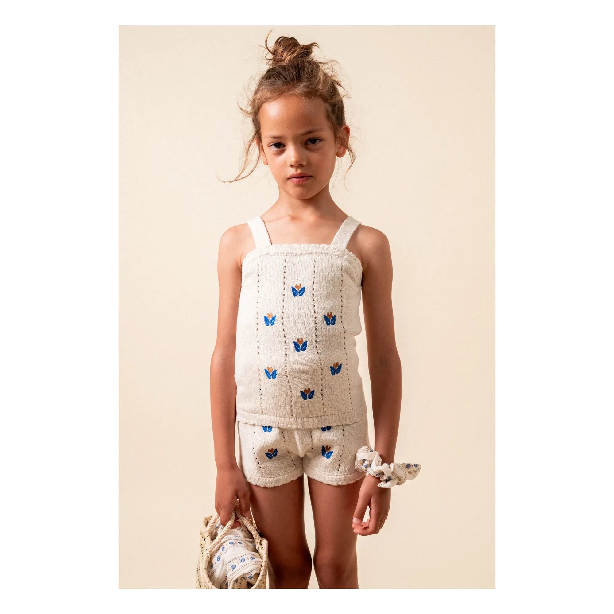 birinit - Embroidered Thin Knit Shorts | Ivory