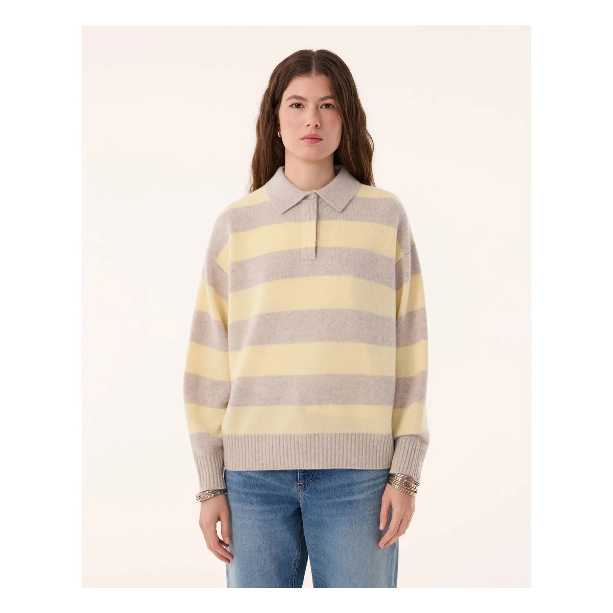 Kujten - Royde Cashmere Striped Sweater | Oats