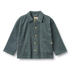 Wheat - Ada Organic Cotton Velvet Shirt Jacket | Gray Blue