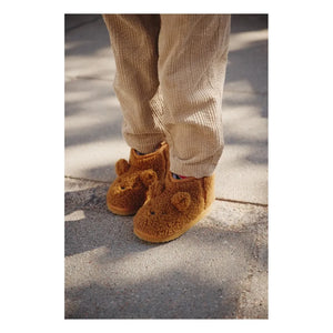 Liewood - Alban Sherpa Boots with Bear Motif Made from Recycled Fibers | Caramel