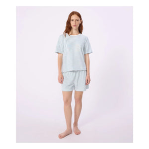 Petit Bateau - Striped Towel Pajama Shorts | Turquoise