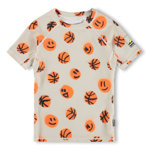 Molo - UV Protective T-Shirt Neptune Basketballs Recycled Fibers | Beige