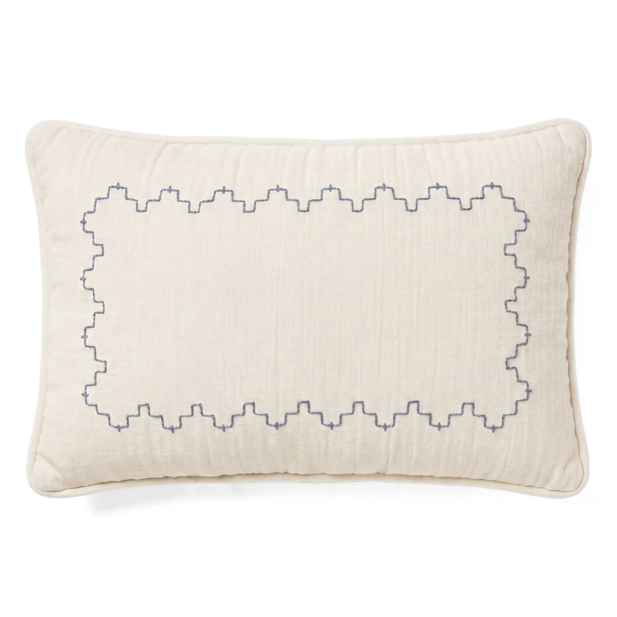 Editions Aimable - Camille embroidered frieze cushion | Ivory Gauze