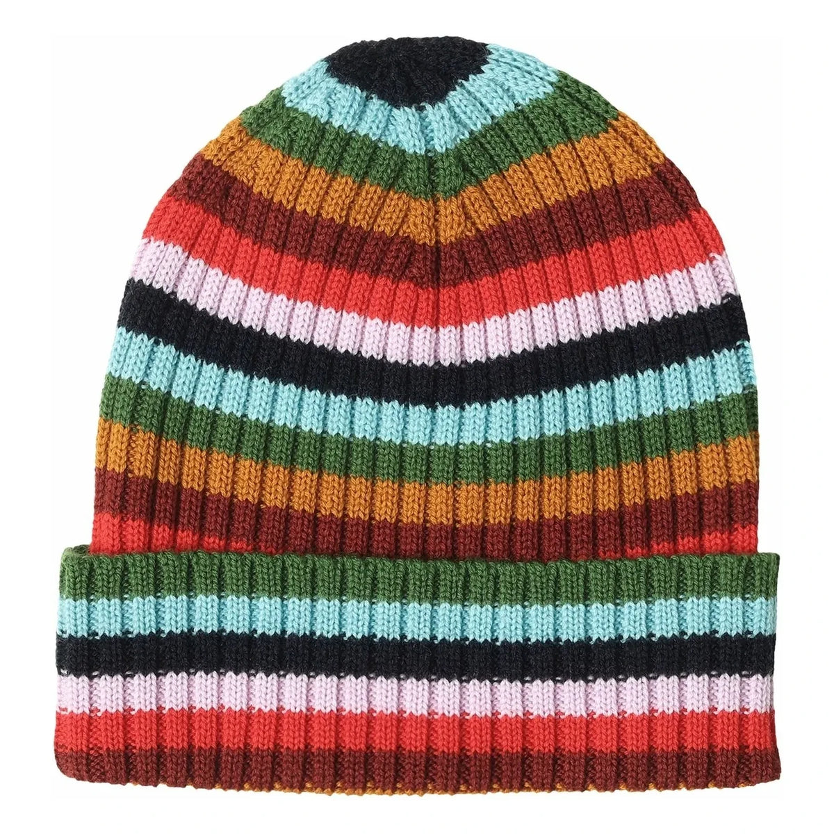 FUB - Merino Wool Ribbed Striped Beanie | Navy