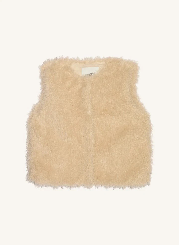 Hundred Pieces - Joyce Sleeveless Fur Jacket | Beige