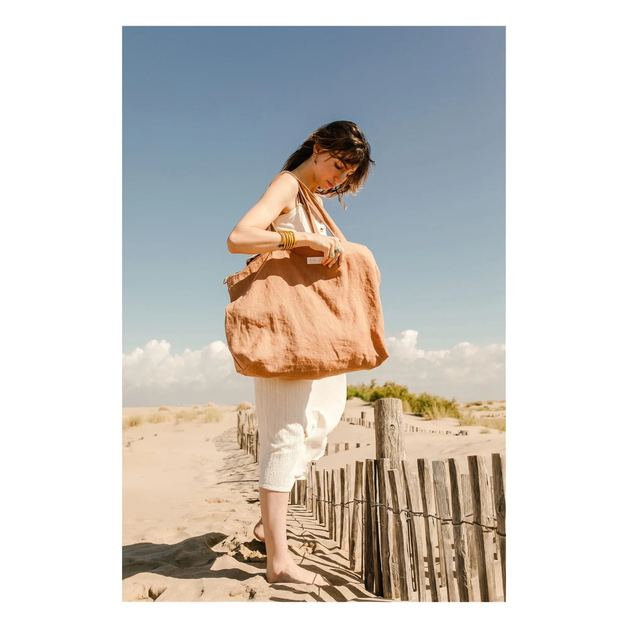 Adorna - Linen Night Bag | Terracotta