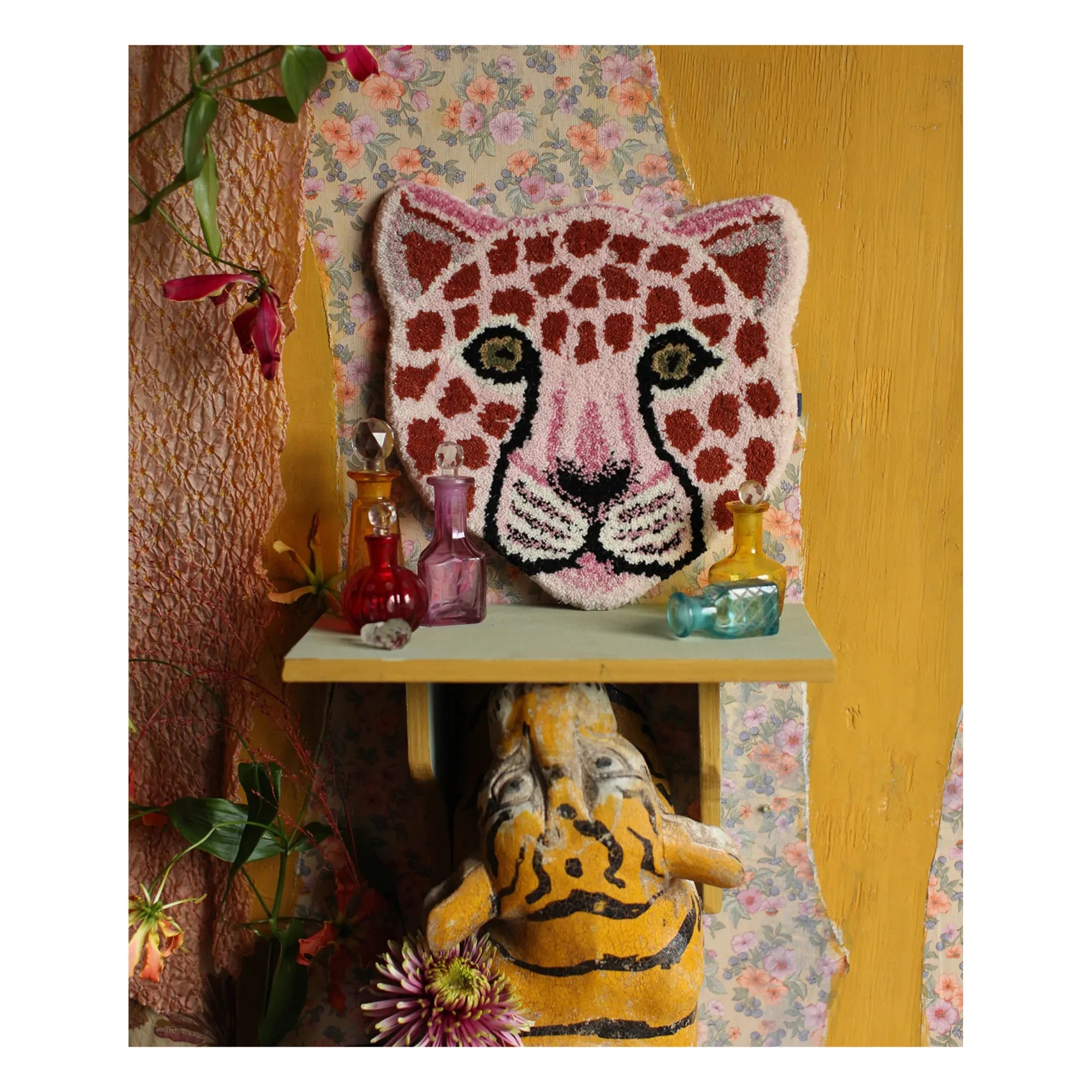 Doing Goods - Pink Leopard Head Wool Rug | Pink
