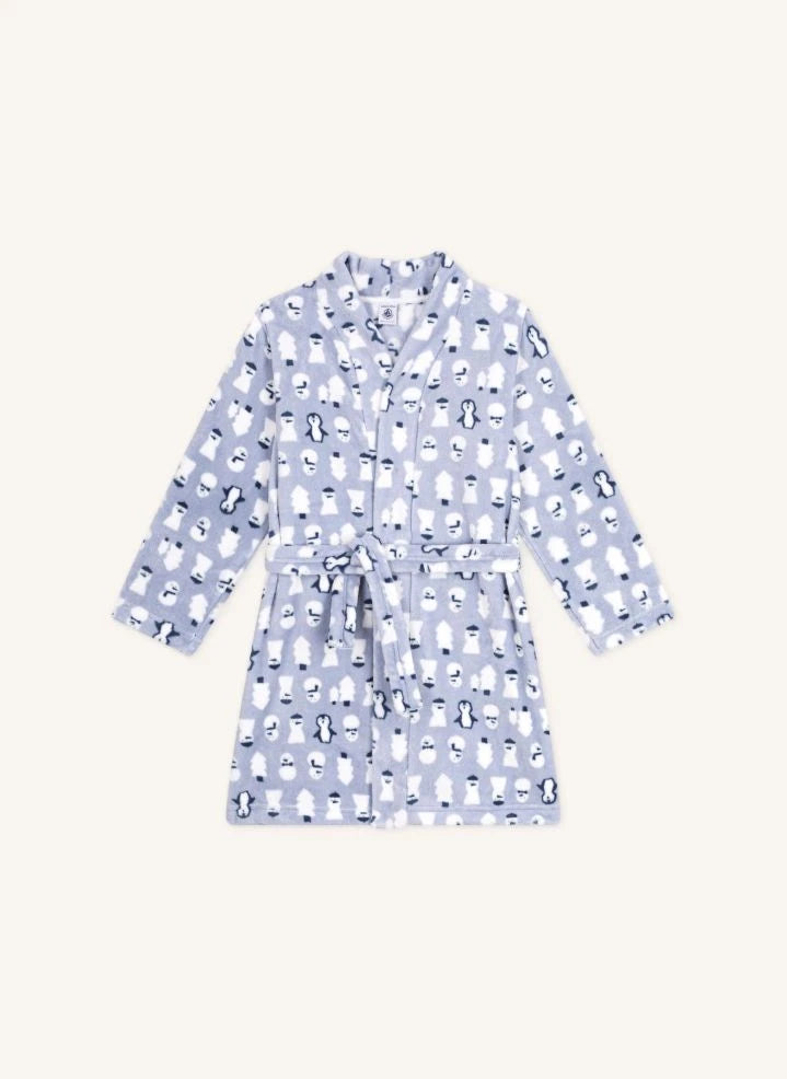 Petit Bateau - Snowman Dressing Gown | Grey Blue