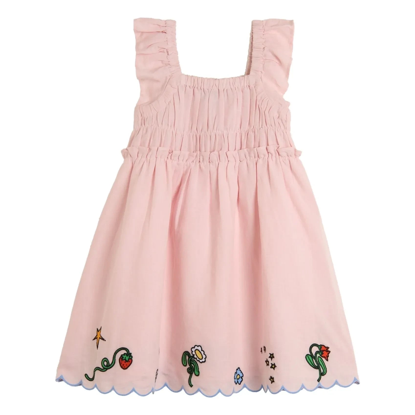 Stella McCartney Kids - Organic Linen and Cotton Gathered Dress | Pink