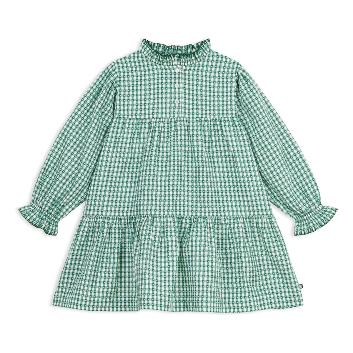 Petit Bateau - Organic Cotton Poplin Checked Wide Dress | Green