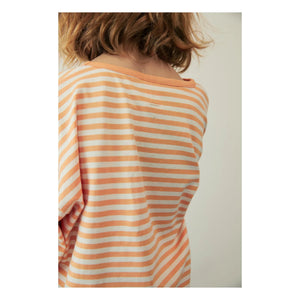 Gray Label - 3/4 Sleeve Striped Organic Cotton T-Shirt | Apricot