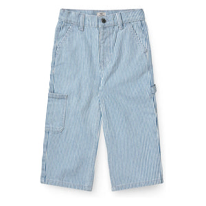 Copenhagen Colors - Striped Organic Cotton Gabardine Cargo Pants | Blue