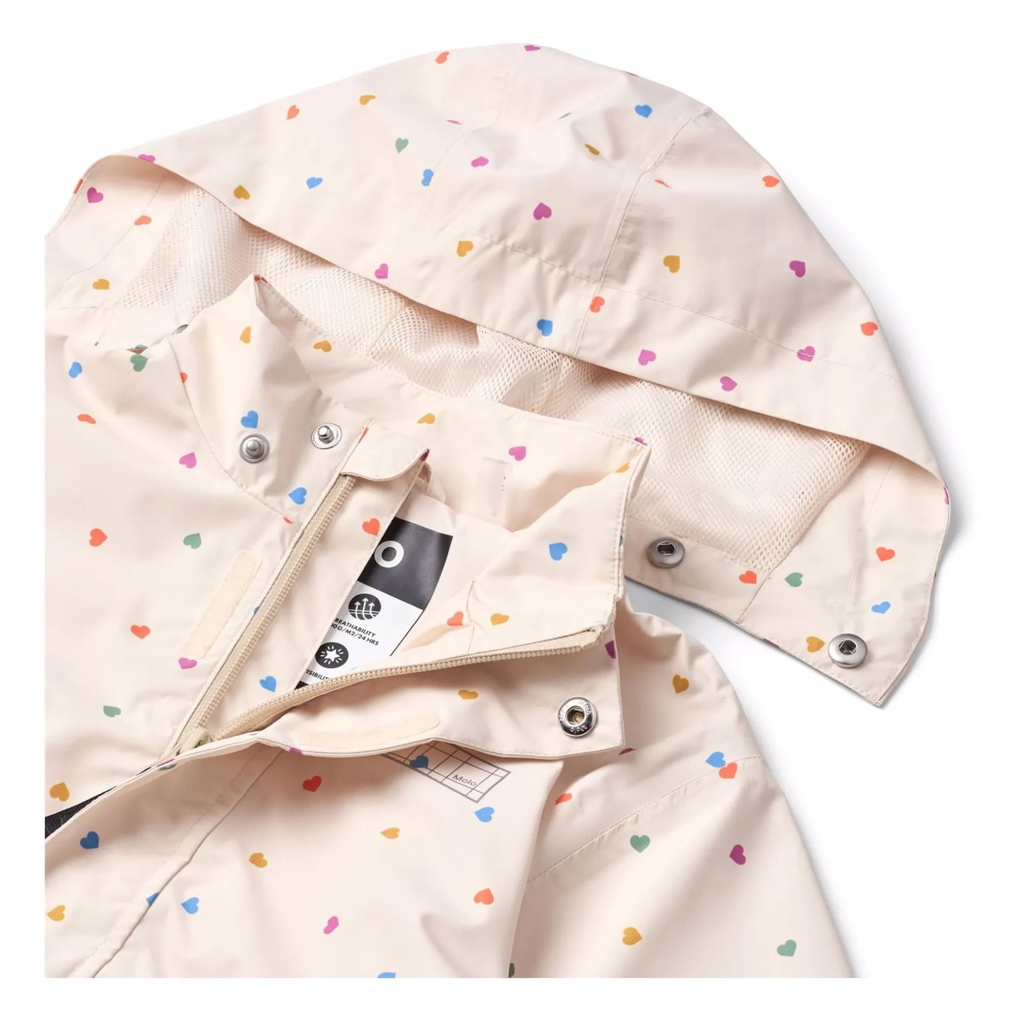 Molo - Waiton Cœurs Recycled Fiber Raincoat | Pale Pink