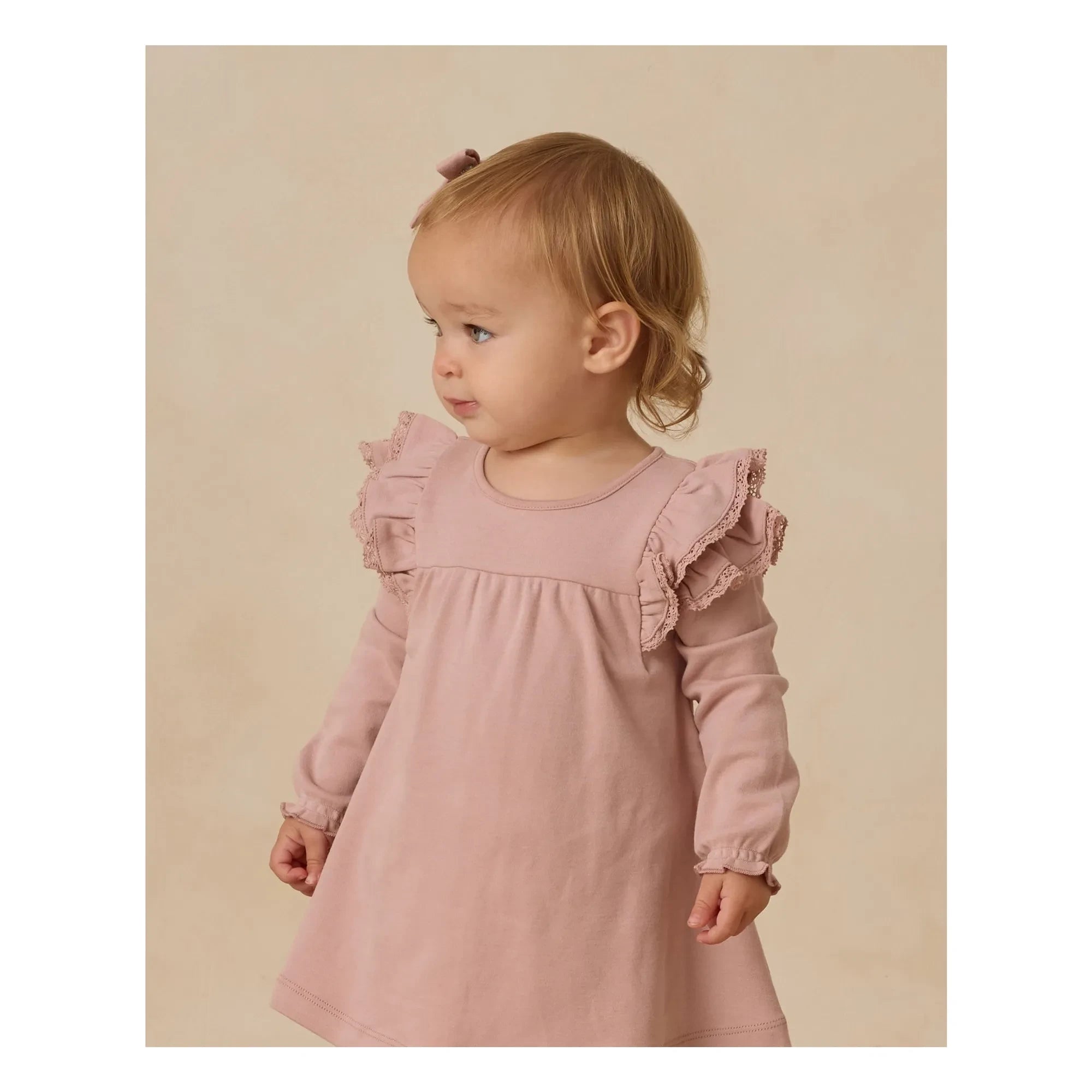 Quincy Mae - Organic Cotton Ruffled Dress | Pink