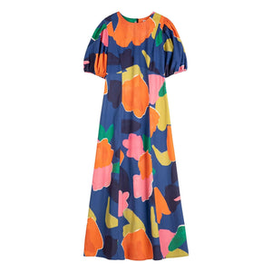 Bobo Choses - Blooming Color Organik Pamuk Elbise | Mavi