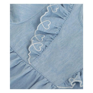 Petit Bateau - Embroidered Chambray Dress | Light Blue