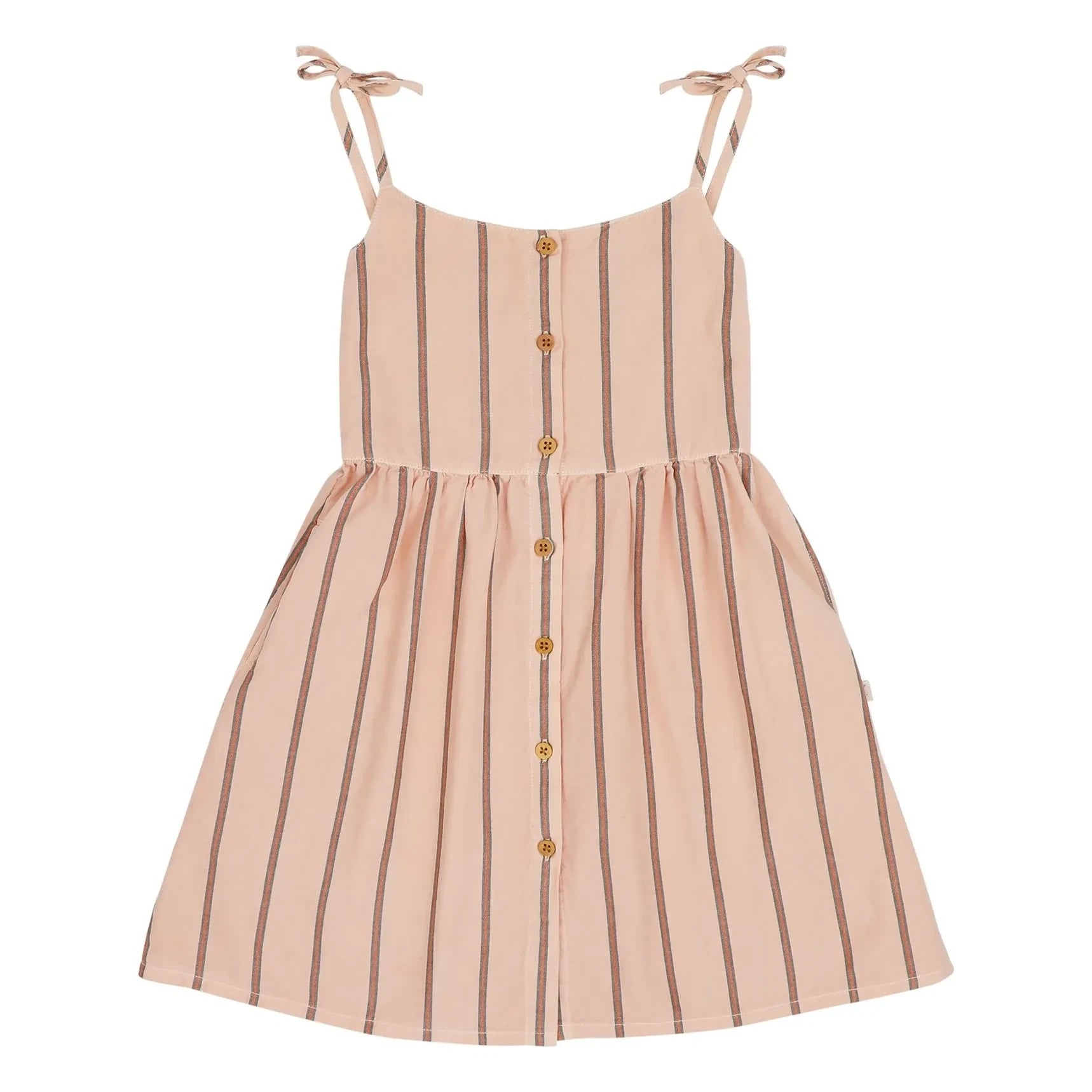 Jenest - Striped Organic Cotton Bonne Dress | Peach