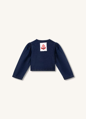 Wynken - Denim Ruffled Jacket | Dark Blue