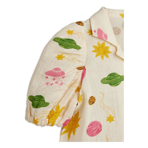 Mini Rodini - Espace Blues Organic Cotton Gazlı Beige | Ecru