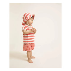 Búho - Striped Organic Cotton T-Shirt | Red