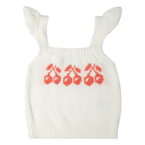 Tocoto Vintage - Cherry Jacquard Top | White