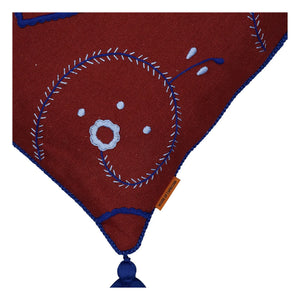 House of Capricorn - Viana Pom-Pom Embroidered Linen Pillow | Burgundy