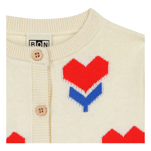 Bonton - Nina Cœurs Cardigan | Off-White
