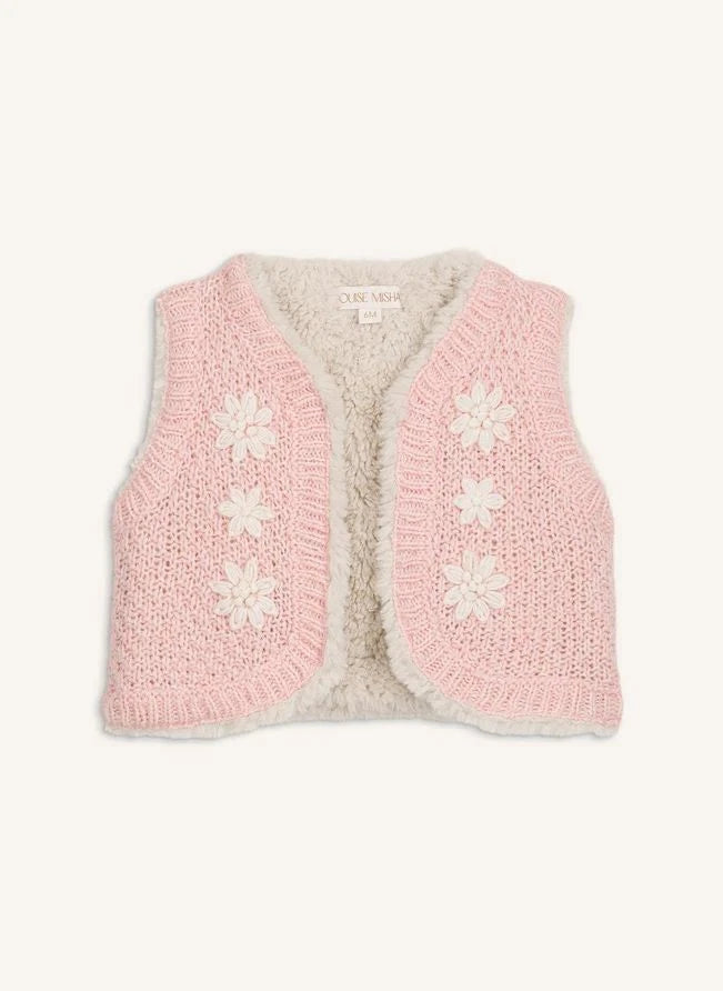 Louise Misha - Yolette Wool Reversible Sleeveless Jacket | Pink