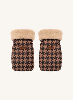 Töastie - Recycled Fiber Houndstooth Baby Stroller Gloves | Brown