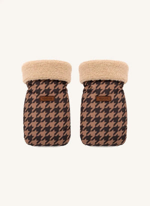 Töastie - Recycled Fiber Houndstooth Baby Stroller Gloves | Brown