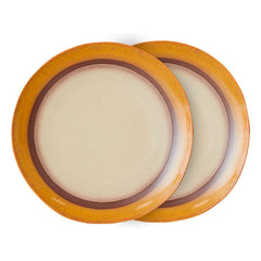 HKliving - Orange 2-Piece Stoneware Plate Set