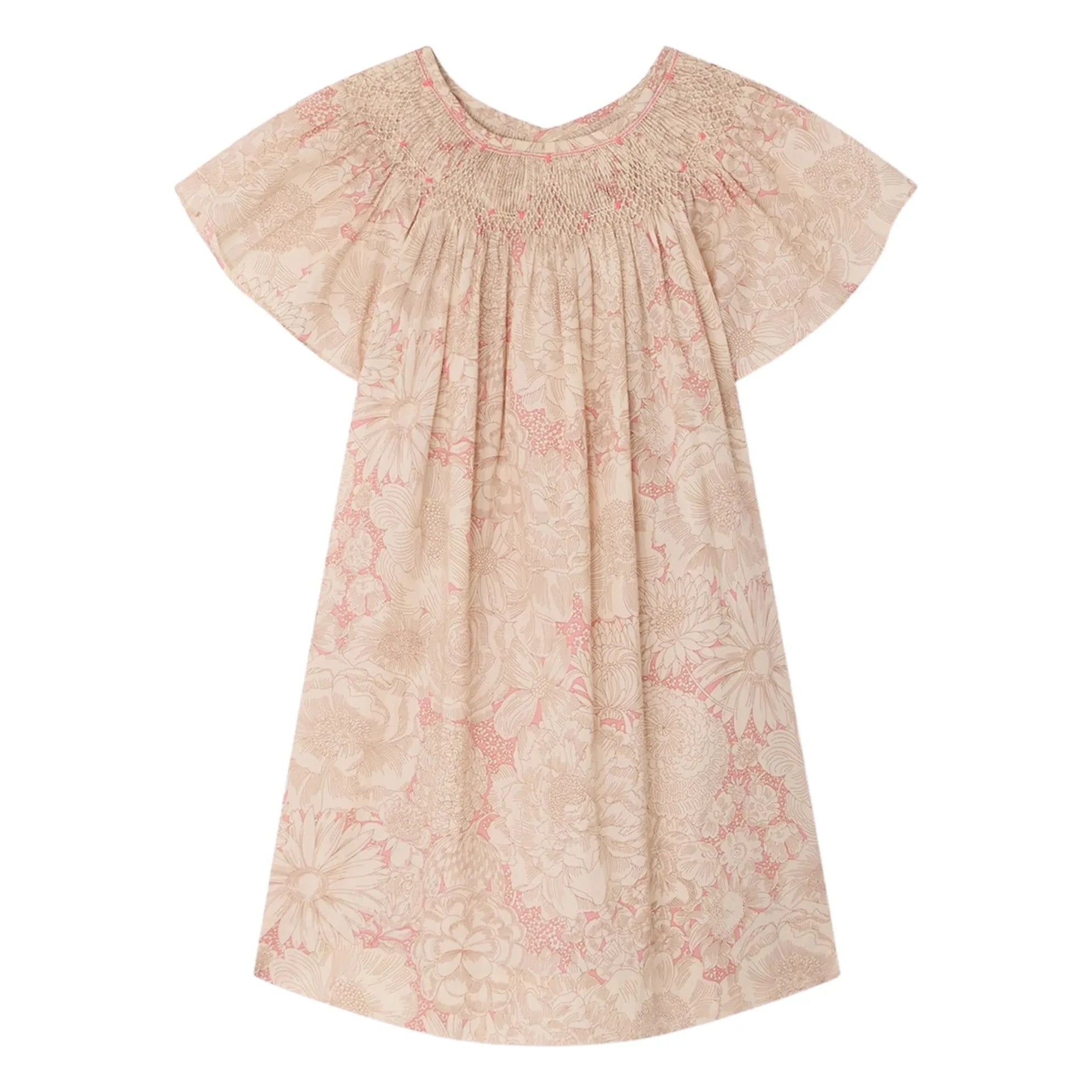 Bonpoint - Arlène Fleurie Organic Cotton Gathered Dress | Pale Pink