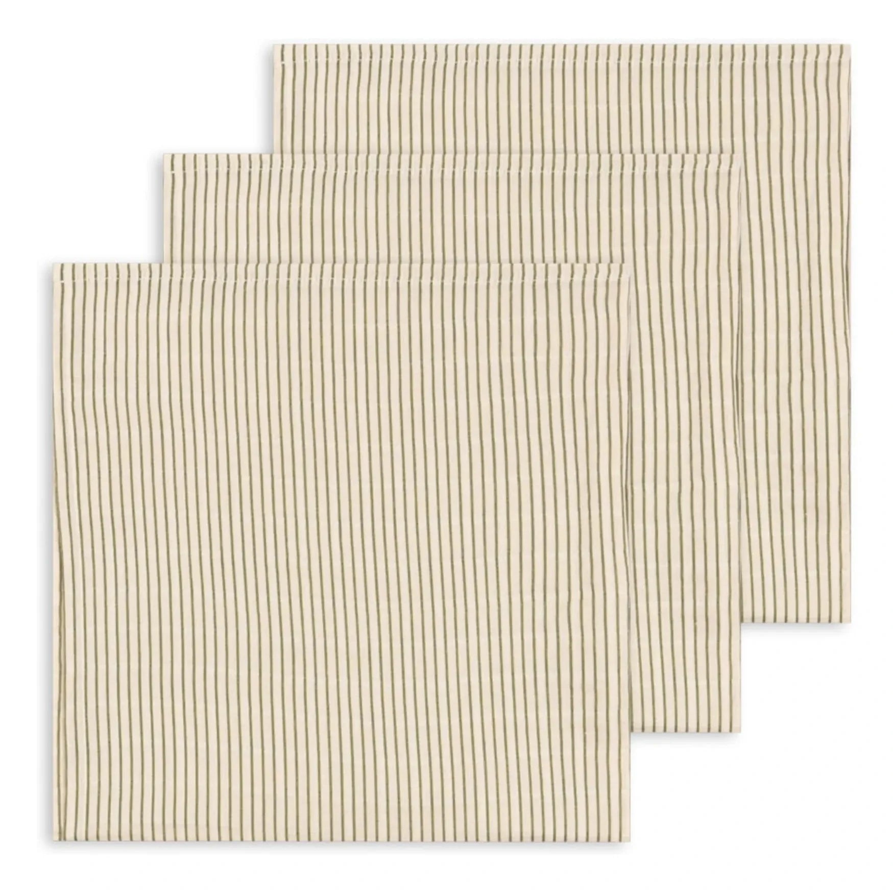 Konges Sløjd - Tea Stripe Organic Cotton Cloths - Set of 3 | Beige