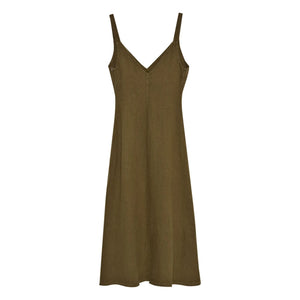 the new society - Bulbine Linen Dress | Olive Green