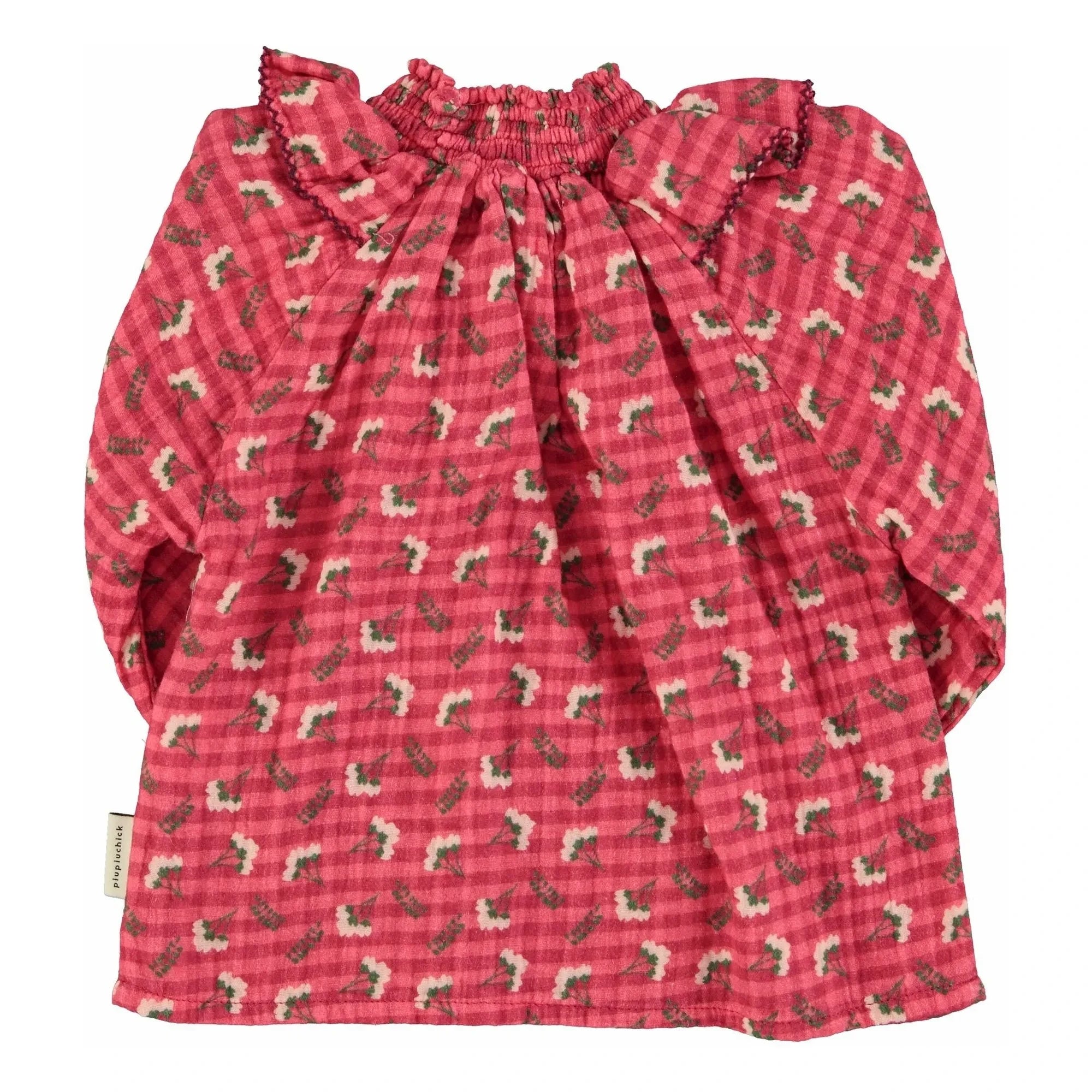 Piupiuchick - Floral Patterned Gathered Collar Blouse | Pink
