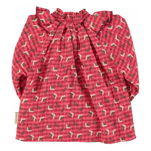 Piupiuchick - Floral Patterned Gathered Collar Blouse | Pink