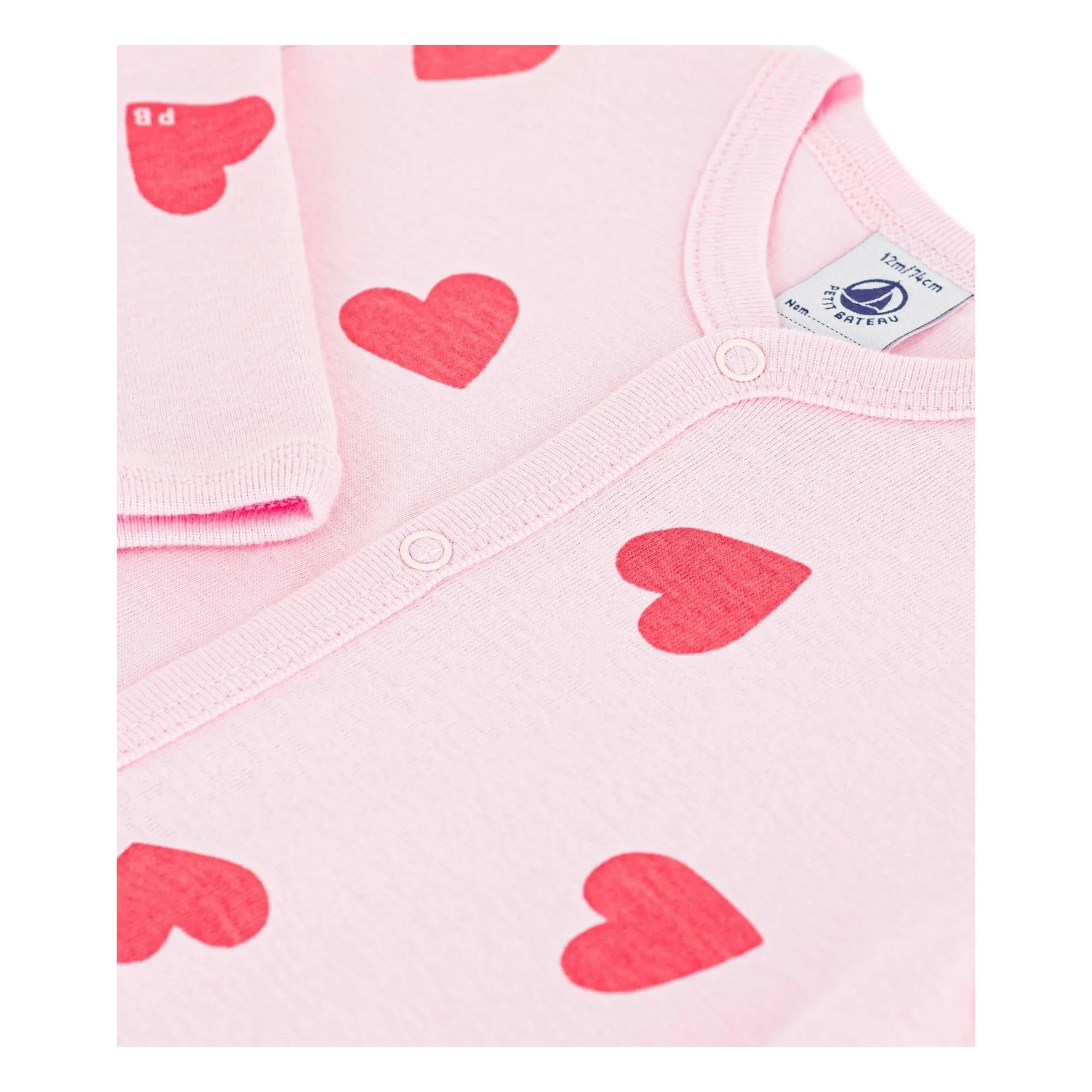 Petit Bateau - Heart Patterned Socksless Pajamas | Pink