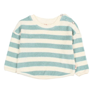 Búho - Striped Organic Cotton Baby Sweatshirt | Green Tea