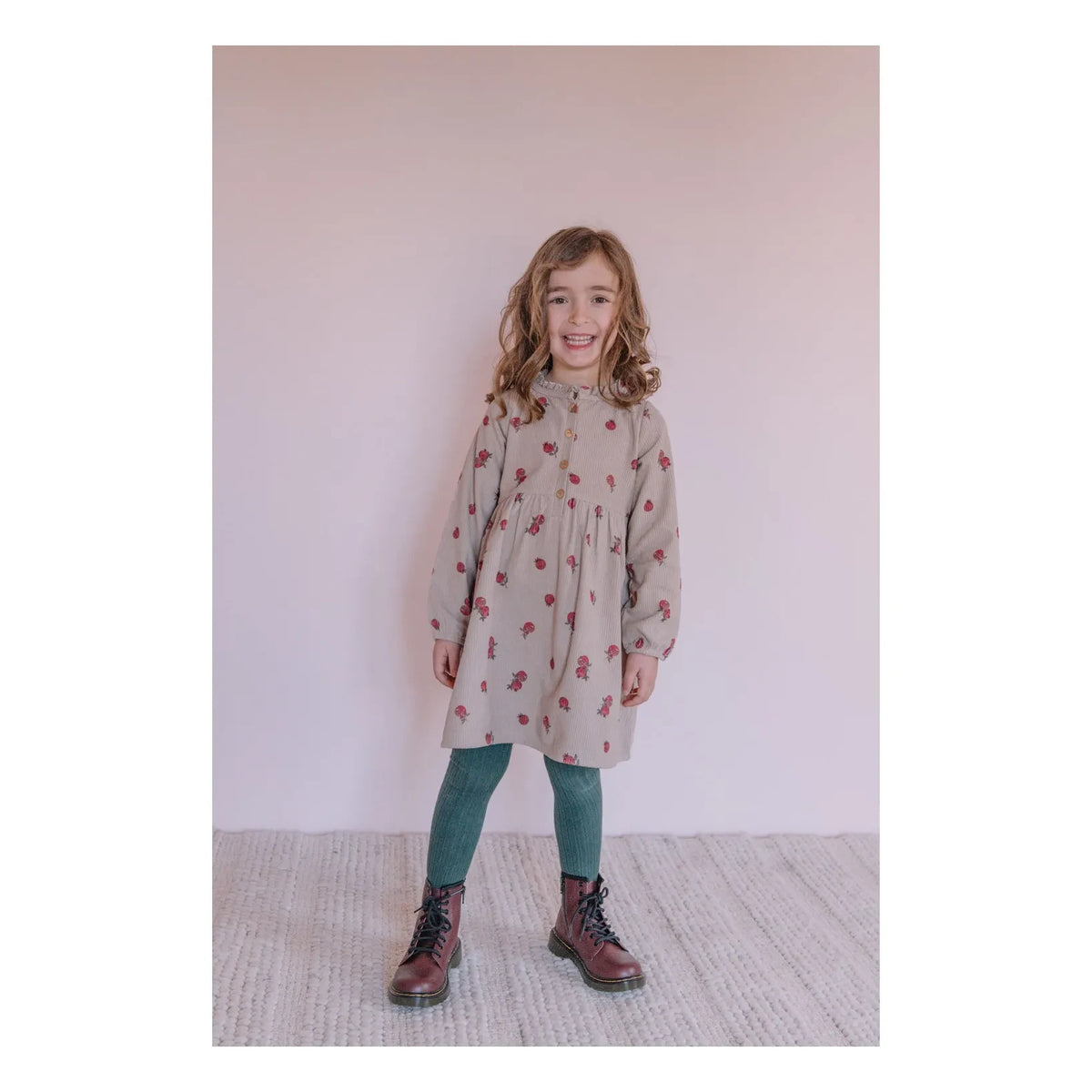 Studio Bohème - Vermont Pomegranate Dress, Ribbed Velvet, Organic Cotton | Earth Brown