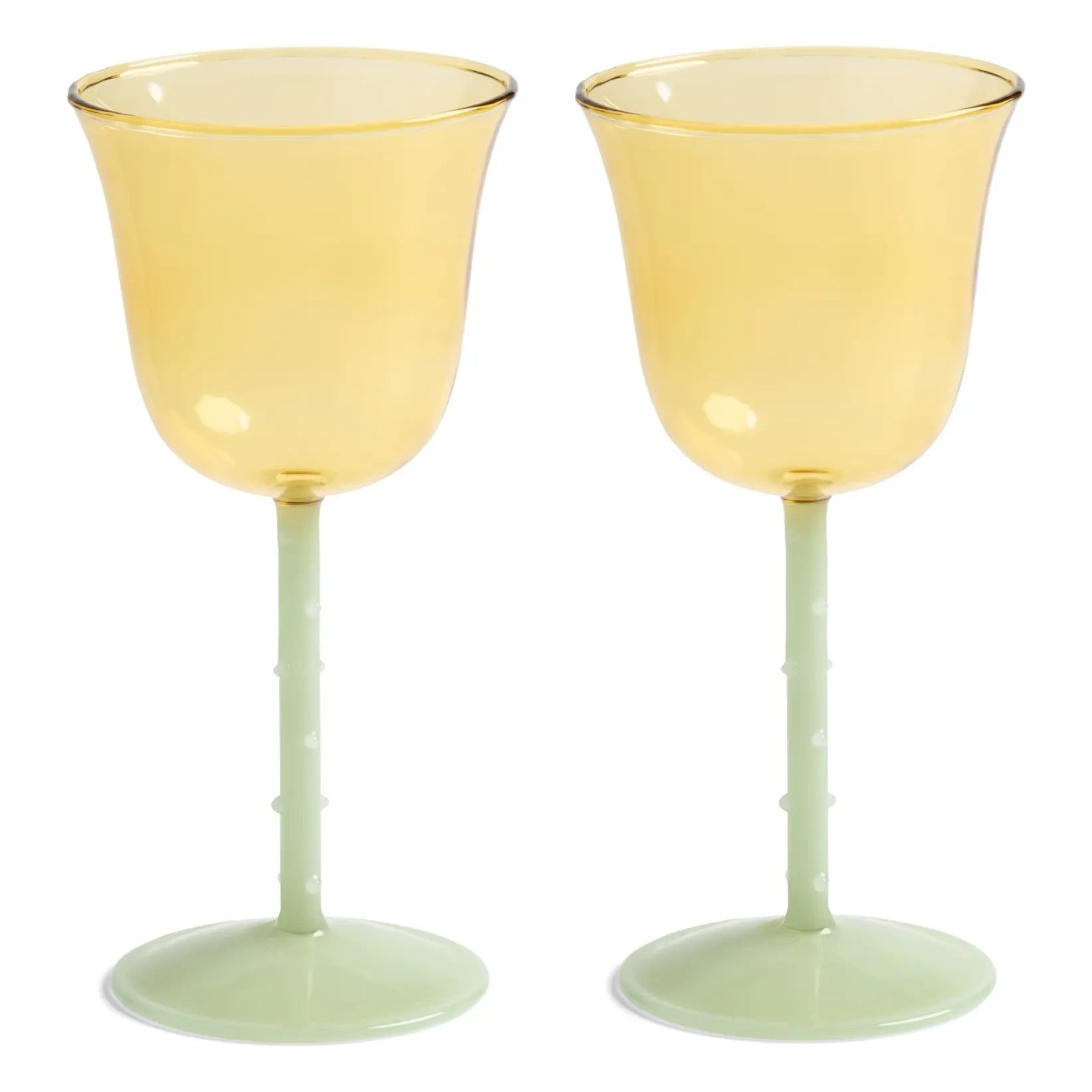 &Klevering - Dotted Wine Glasses - Set of 2 | Yellow