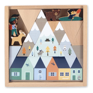 Janod - White Valley Wooden Block Set - Cross Roads
