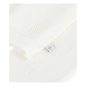 Petit Bateau - Organic Cotton Ribbed Heart Cardigan | White