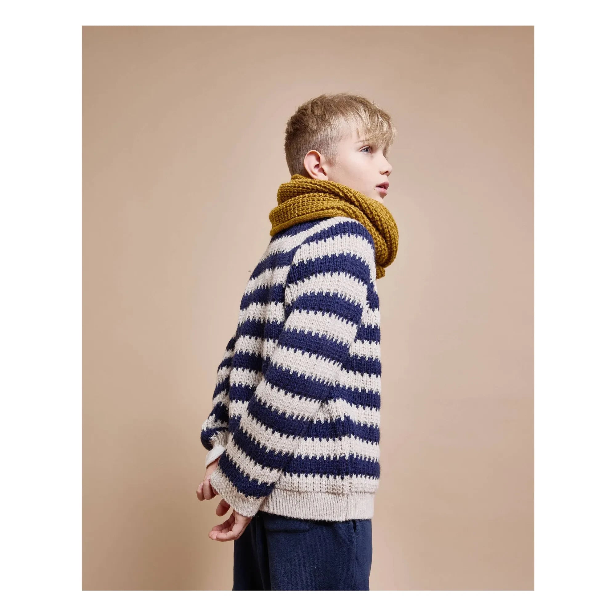 Búho - Striped Wool Alpaca Sweater | Navy