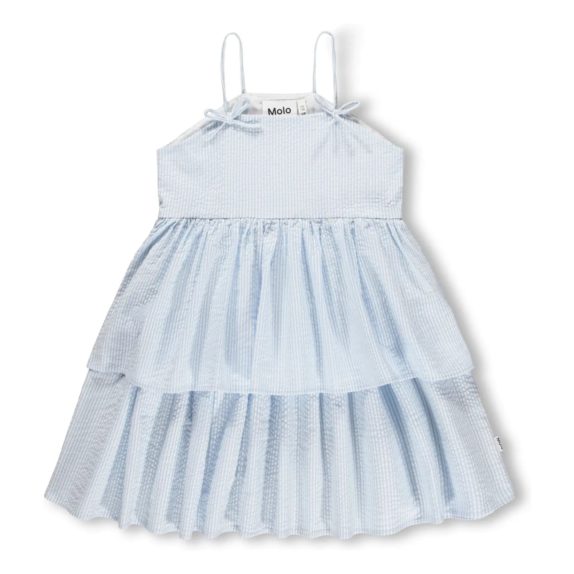 Molo - Striped Chelsea Ruffle Dress Organic cotton | Light blue