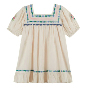 Emile et Ida - Embroidered Ruffled Dress | Cream